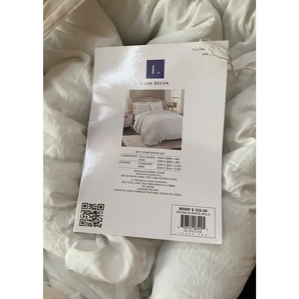 Lush Decor Reyna Cotton Duvet Cover Set White Ruffle Comforter Shabby King